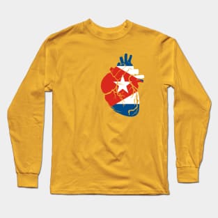 Anatomical heart design, Cuban flag Long Sleeve T-Shirt